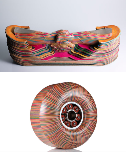 Работы японского художника Haroshi с использованием вторичной переработки скейтбордов